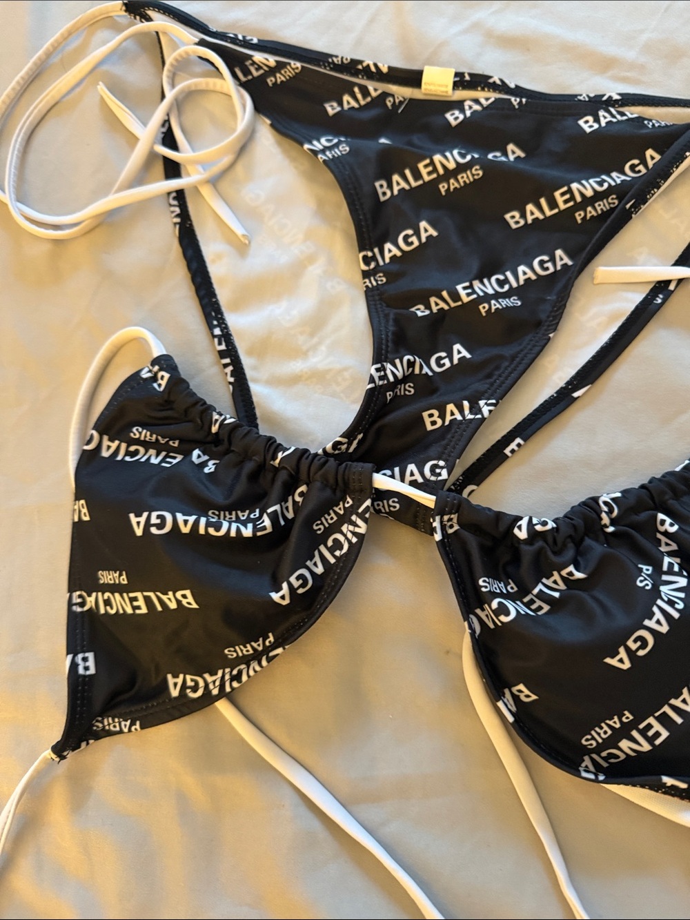 Balenciaga Black and White Logo String Bikini - Picture 5 of 5